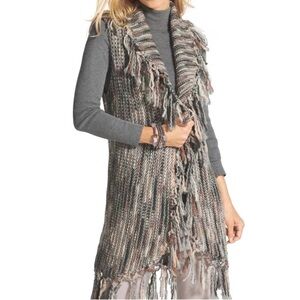 Chico's Nolan Wool Blend Sweater Vest Fringe Western Boho Coastal Cowgirl Large